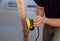 Carpeted in refinishing the stairwell of railing in a new home renovation