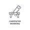 Carpetner working vector line icon, sign, illustration on background, editable strokes