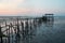 Carrasqueira, Portugal. Port made of wood, piers and cabins