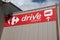 Carrefour drive text sign and logo brand on wall facade french retailer of french