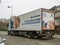 Carrefour truck delivery street with advertising as being silent