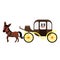 Carriage with horse transportation cartoon character side view vector illustration
