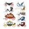 Carriage vector vintage transport with old wheels and antique transportation illustration set of royal coach and chariot