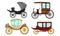 Carriage Vintage Vehicles With Old Wheels Vector Set