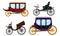 Carriage Vintage Vehicles With Old Wheels Vector Set