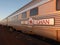 Carriages of the famous Ghan railway at a morning stop in Marla