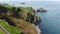 Carrick-A-Rede Rope Bridge at Ballycastle North Ireland - aerial view