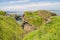 The Carrick-a-Rede rope bridge on the north Antrim coast, Northern Ireland on a sunny day