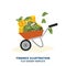 carries cart full of bags of money. Successful financial investments concept. Goal achievement and money growing