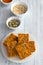 Carrot bars with oatmeal, dried apricots, seeds and honey