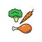 Carrot, broccoli, chicken ketogenic food keto diet