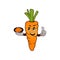 Carrot cartoon character with a carrot sticks a white background. Design Vector