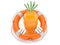 Carrot character inside life buoy