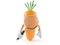 Carrot character looking through magnifying glass