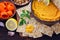 Carrot and chickpeas hummus with crackers