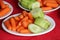 Carrot and cucumber plate-Stock photos