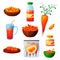 Carrot food, vegetable products, juice and eating