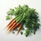 Carrot greens with water drops on white background. ai generative