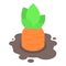 Carrot in ground icon, isometric style