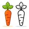 Carrot icon on white background