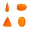 Carrot icons set cartoon vector. Whole and chopped carrot