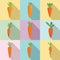 Carrot icons set, flat style