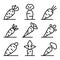 Carrot icons set, outline style