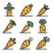 Carrot icons set vector flat