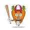 Carrot mascot character with baseball playing gear. vector illustration