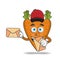 The Carrot mascot character becomes a mail deliverer. vector illustration