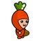 Carrot mascot costume holding a surfboard