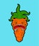Carrot monster GMO. Angry Orange Vegetable with teeth. Hungry Alien Food vector illustration