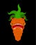 Carrot monster GMO. Genetically modified Angry Orange Vegetable with teeth. Hungry Alien Food vector illustration
