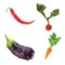 Carrot, pepper, tomato. Diet vegan low poly vegetables