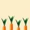 Carrot with pineapple leaves on pastel yellow background. Minimal spring composition