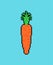 Carrot pixel art. Orange Vegetable 8 bit. Pixelate vector illustration