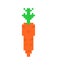 Carrot pixel art. Orange Vegetable 8 bit. Pixelate vector illustration