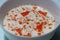 Carrot raita, side dish with Indian meal, curd seasoned with carrot and spice