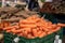 Carrot sale in a popular market in a Colombian street.