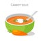 Carrot soup. Healthy meal. Vector stock illustration.