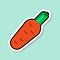 Carrot Sticker On Blue Background Colorful Vegetable Icon