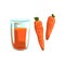 Carrot vegetable juice, glass of natural vegetarian drink, healthy organic food vector Illustration on a white