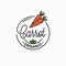 Carrot vegetable logo. Round linear of orange