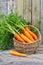 Carrot vegetables raw fresh wood wooden background rustic rural agriculture