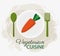 Carrot vegetarian cuisine organic food plate and spoon fork