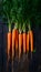 Carrots arranged on kitchen table, vibrant orange freshness displayed