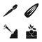 Carrots, barrette and other web icon in black style. coal mining, radish icons in set collection.