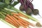 Carrots, beetroots and leek