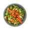 Carrots broccoli and cauliflower in an old stoneware bowl