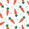 Carrots cartoon seamless pattern. Easter theme background. Vegetable, healthy vegan food wallpaper.